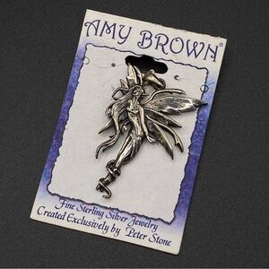 PETER STONE Amy Brown Sterling Silver Air Pixie Fairy Pendant